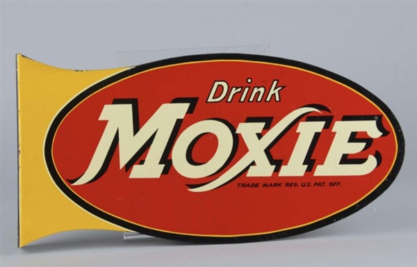 DRINK MOXIE SODA TIN FLANGE SIGN                  