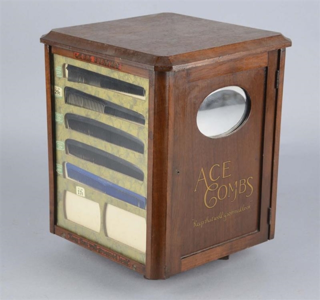 ACES COMBS WOOD REVOLVING STORE DISPLAY CASE      