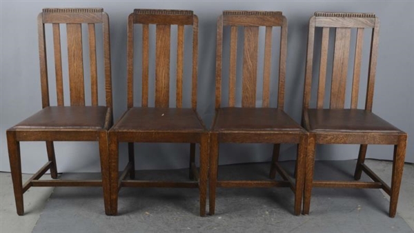 SET OF 4 OLD MISSION STYLE OAK CHAIRS             