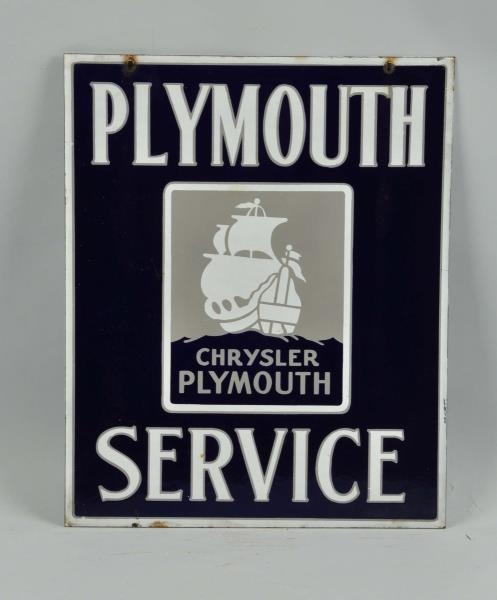 PLYMOUTH SERVICE WITH CHRYSLER PLYMOUTH LOGO SIGN.