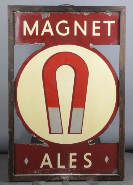 TALL MAGNET ALES PORCELAIN ADVERTISING SIGN       