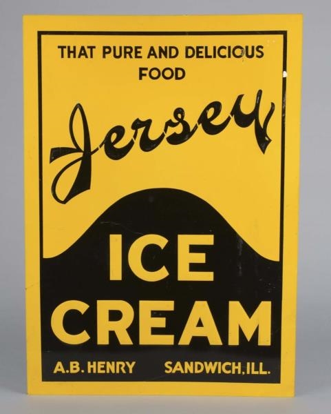 LARGE JERSEY ICE CREAM TIN LITHO ADVERTISING SIGN 