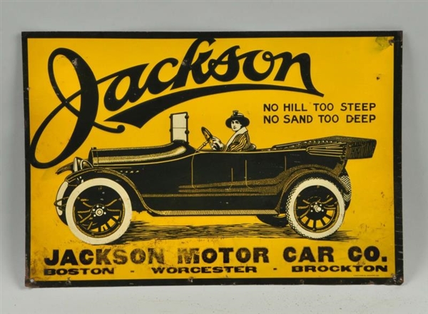 JACKSON MOTOR CAR SINGLE-SIDED TIN SIGN.          