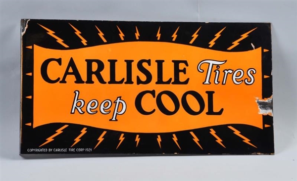 CARLISLE TIRES KEEP COOL PORCELAIN FLANGE SIGN.   