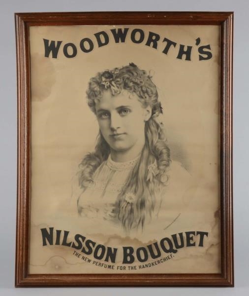 WOODWORTHS PERFUME ADVERTISING POSTER IN FRAME   