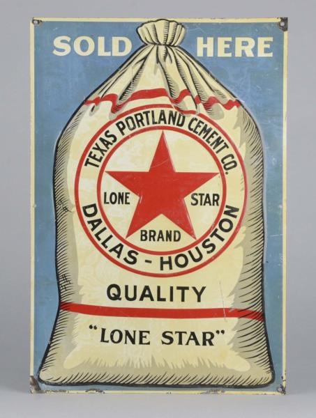 LONE STAR BRAND TIN LITHO CEMENT SIGN             