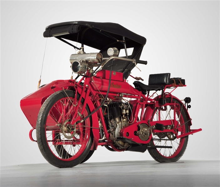 1916 INDIAN V-TWIN MOTORCYCLE & SIDE CAR  #88H589.