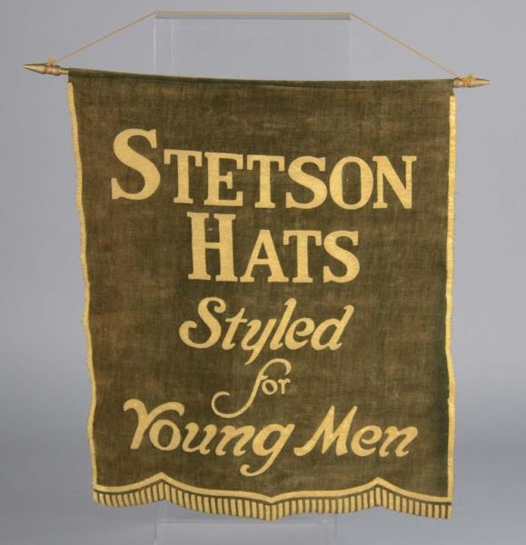 STETSON HATS CLOTH ADVERTISING BANNER SIGN        