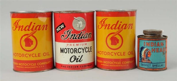 LOT OF 4: INDIAN MOTORCYCLE CANS.                 