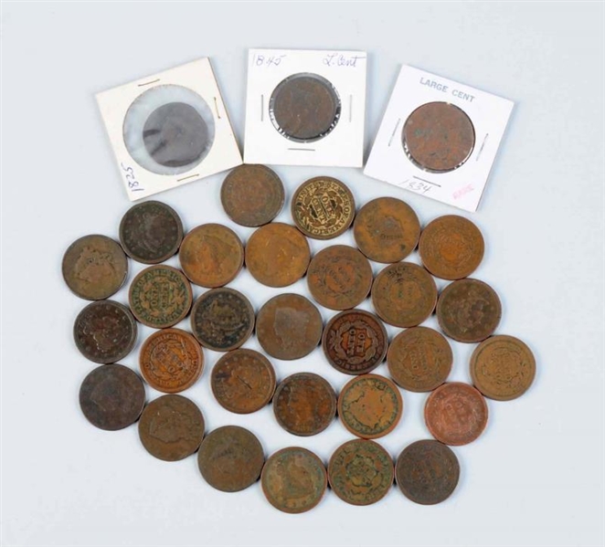 LOT OF 30: LARGE CENTS.                           
