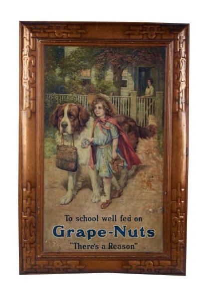GRAPE-NUTS TIN LITHO ADVERTISING SIGN             