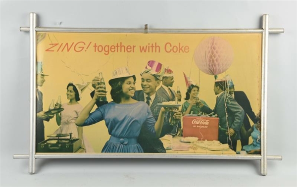 COCA COLA ZING CARDBOARD ADVERTISING SIGN.        