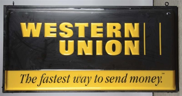 LARGE WESTERN UNION EMBOSSED LIGHTED SIGN         