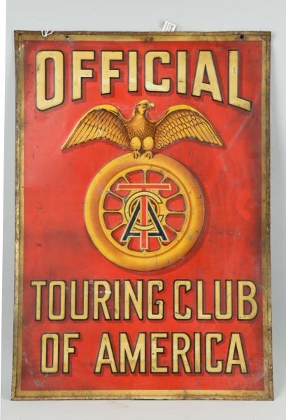 OFFICIAL TOURING CLUB OF AMERICA TIN SIGN.        