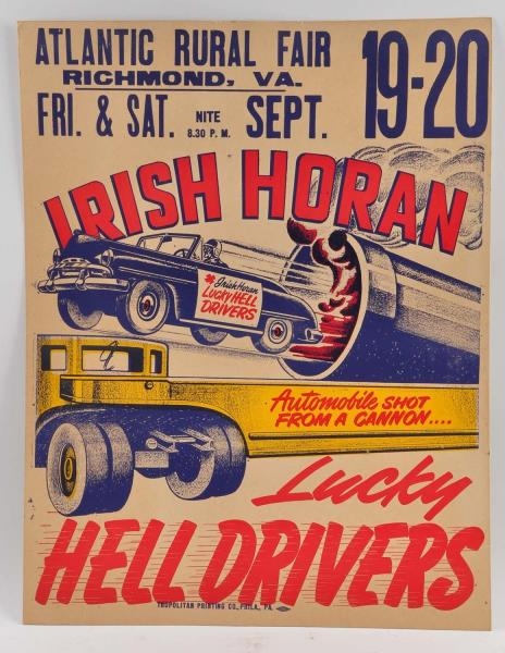 IRISH HORAN LUCKY HELL DRIVERS POSTER.            