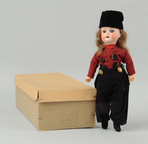 GERMAN BISQUE DOLL WITH BOX.                      