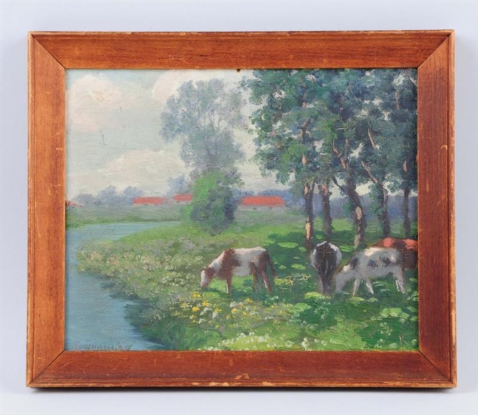 SMALL PAINTING OF COWS BY KOGANOWSKY              