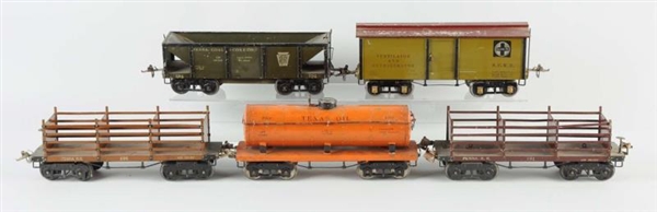 LOT OF 5: IVES STANDARD GAUGE FREIGHT CARS.       