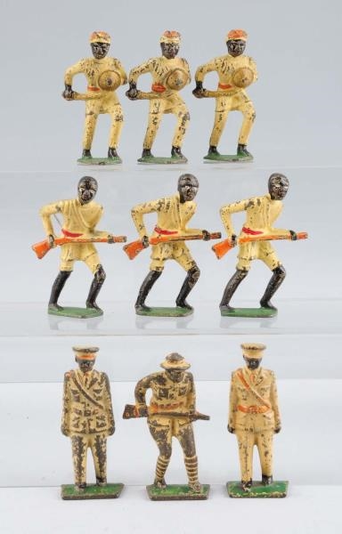 LOT OF 9: CAST IRON ETHIOPIAN SOLDIERS.           