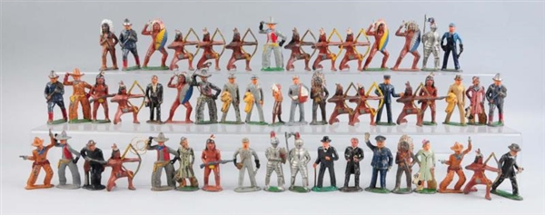LARGE LOT OF ASSORTED BARCLAY TYPE TOY FIGURES.   