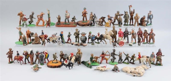 LOT OF ASSORTED BARCLAY TYPE TOY FIGURES.         