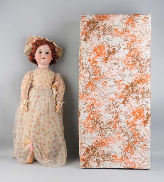 LG ANTIQUE BISQUE HEAD DOLL ON JOINTED COMP. BODY 