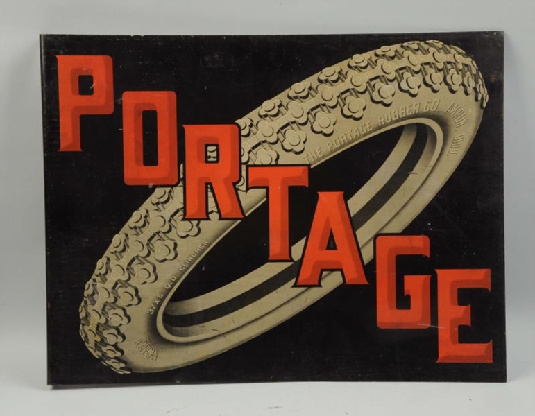 PORTAGE TIRES WITH DAISY TREAD TIRE GRAPHICS SIGN.