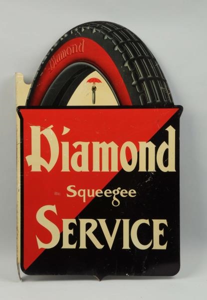 DIAMOND TIRES SQUEEGEE SERVICE SIGN.              