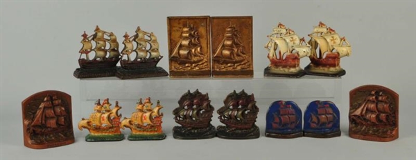 LOT OF 14: CAST IRON SHIP BOOKENDS.               