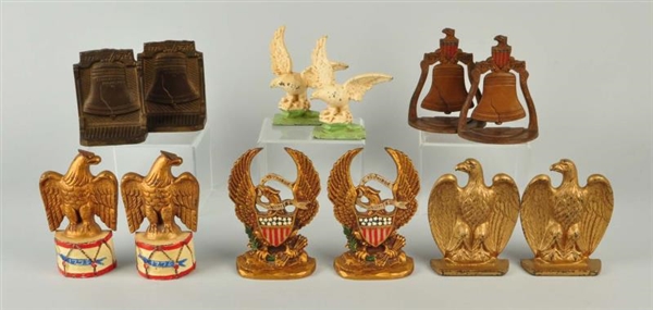 LOT OF 12: CAST IRON PATRIOTIC THEMED BOOKENDS.   