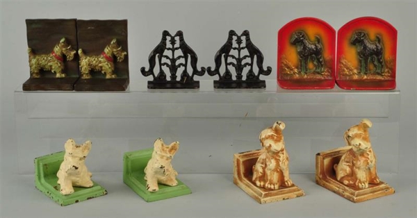 LOT OF 10: CAST IRON  ASSORTED DOG BOOKENDS.      