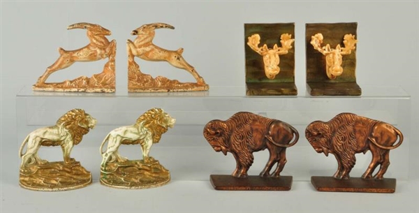 LOT OF 8: CAST IRON ANIMAL THEMED BOOKENDS.       
