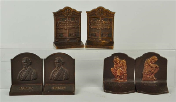 LOT OF 6: CAST IRON LITERATURE THEMED BOOKENDS.   