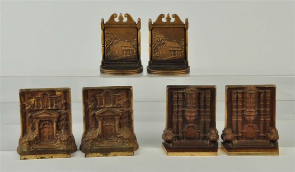 LOT OF 6: CAST IRON ARCHITECTURAL BOOKENDS.       
