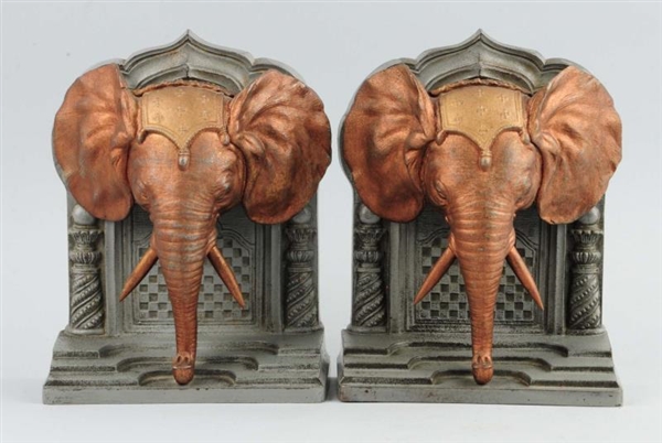 LOT OF 2: CAST IRON B & H ELEPHANT BOOKENDS.      
