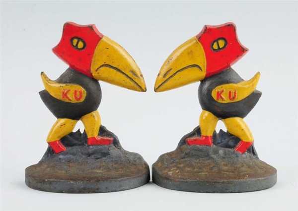 LOT OF 2: CAST IRON JAY HAWK BOOKENDS.            