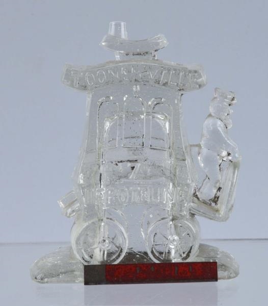 VINTAGE TOONERVILLE TROLLEY GLASS CANDY CONTAINER.