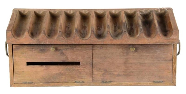 EARLY OAK CASINO DEALERS MONEY BOX AND CHIP RACK 