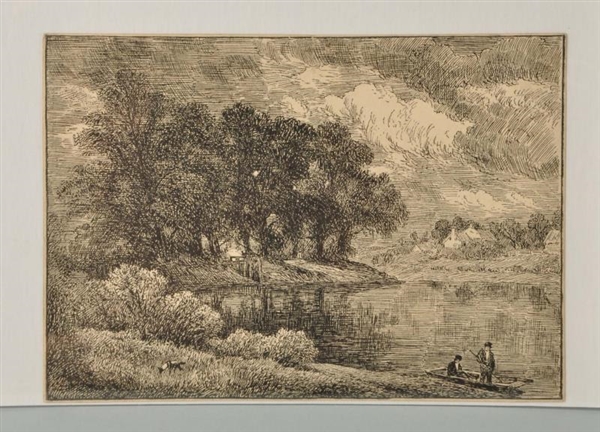ETCHING OF  TWO MEN ON THE LAKE.                  