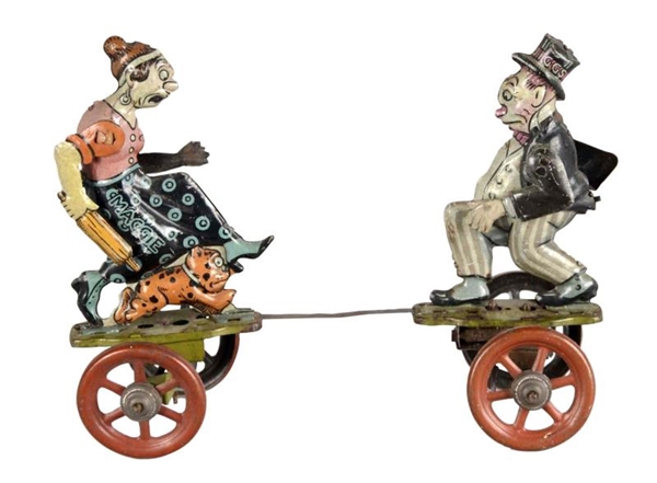 MECHANICAL TIN LITHOGRAPH MAGGIE AND JIGGS TOY    