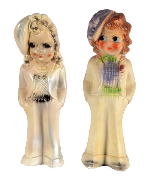 LOT OF 2: TALL CARNIVAL CHALKWARE GIRLS WITH PANTS