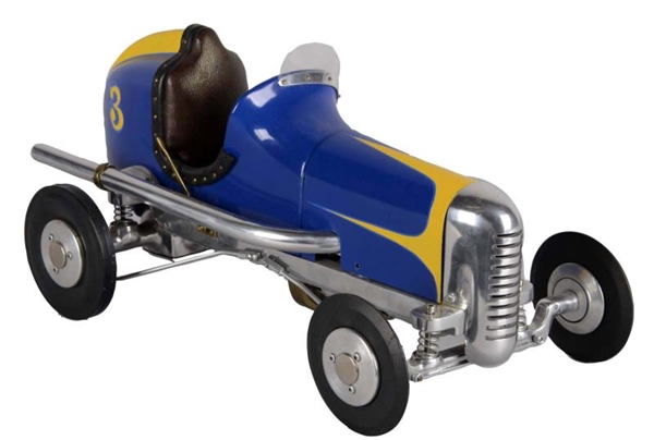 BLUE & YELLOW TETHER CAR WITH GAS POWERED MOTOR   