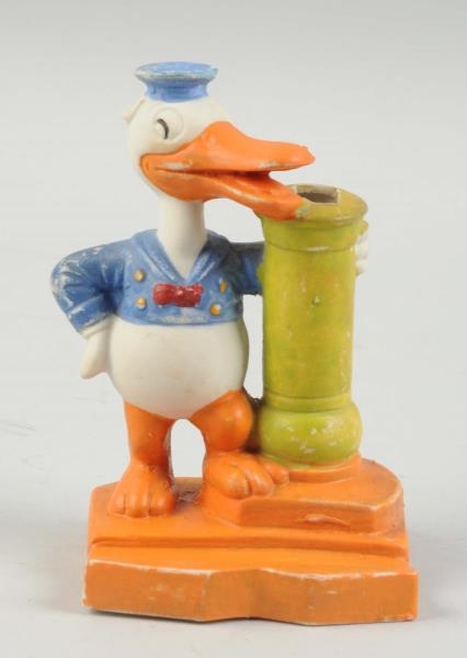 JAPANESE BISQUE DONALD DUCK TOOTHBRUSH HOLDER.    