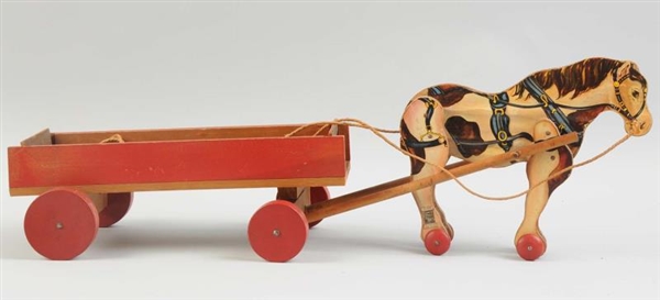 FISHER PRICE PAPER ON WOOD HORSE & WAGON.         