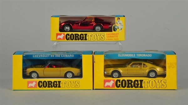 LOT OF 3: CORGI #276, #300 & #338 SPORTS CARS.    