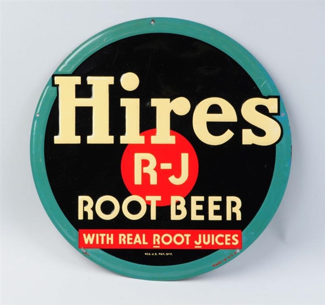 SMALL HIRES ROOT BEER EMBOSSED TIN SIGN.          