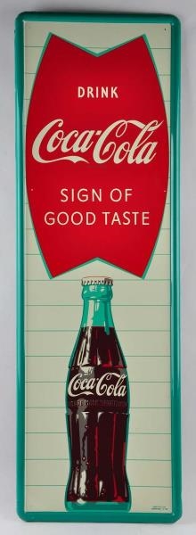 LARGE COCA COLA PAINTED TIN ADVERTISING SIGN.     