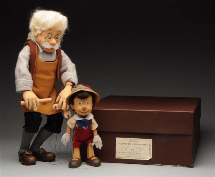 R.J. WRIGHT  GEPPETTO & PINOCCHIO MARIONETTE SET. 