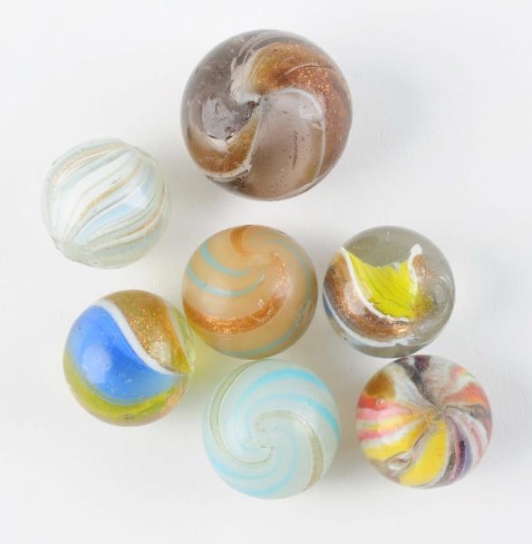 LOT OF 7: LUTZ MARBLES.                           
