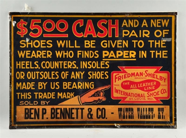 ADVERTISING PAPER SIGN FRIEDMAN-SHELBY SHOES.     
